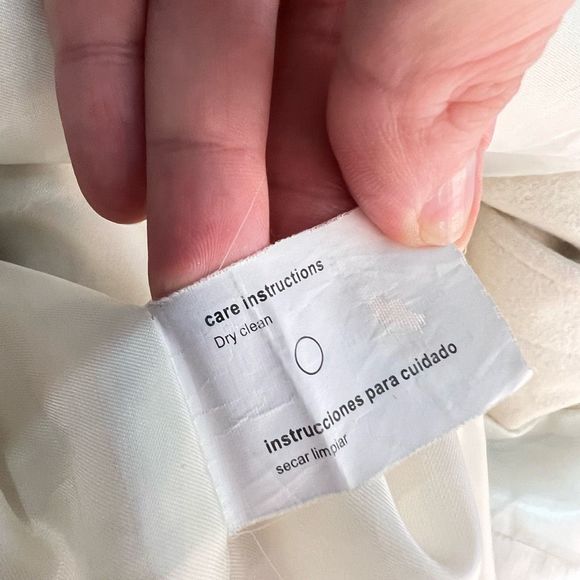 Esprit ivory white wool blend belted button down winter coat size medium - Picture 10 of 11